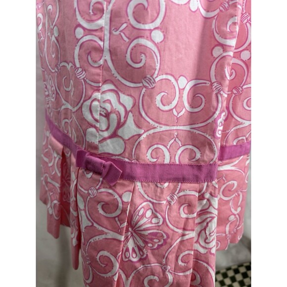 Vintage 90s Lilly Pulitzer Dress Butterfly Roses 1990’s 8 M Pink Pleated Barbie - Picture 15 of 16